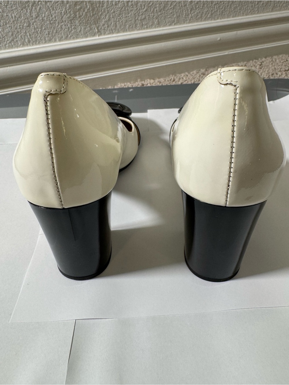Michael Kors Black & White Patent Leather with Black Accent Buckle / Black Heel - Picture 14 of 16